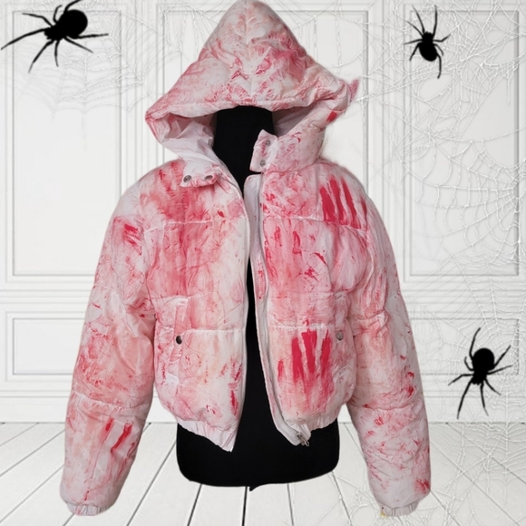 Halloween Horror Upcycled Jacket( Hand painted to look Gory! - Picture 1 of 6